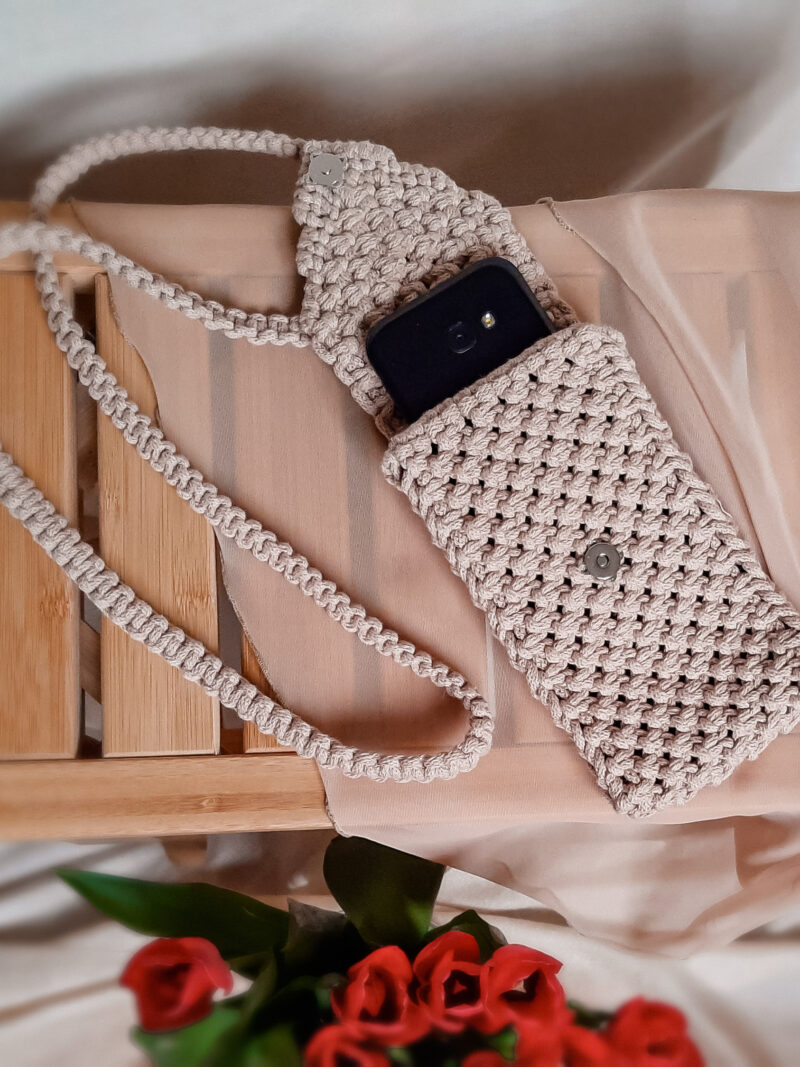 torebka – case na telefon do noszenia na szyi, przez ramię, na długim pasku, beżowa torebka - case na telefon do noszenia na szyi, przez ramię, na długim pasku, beżowa