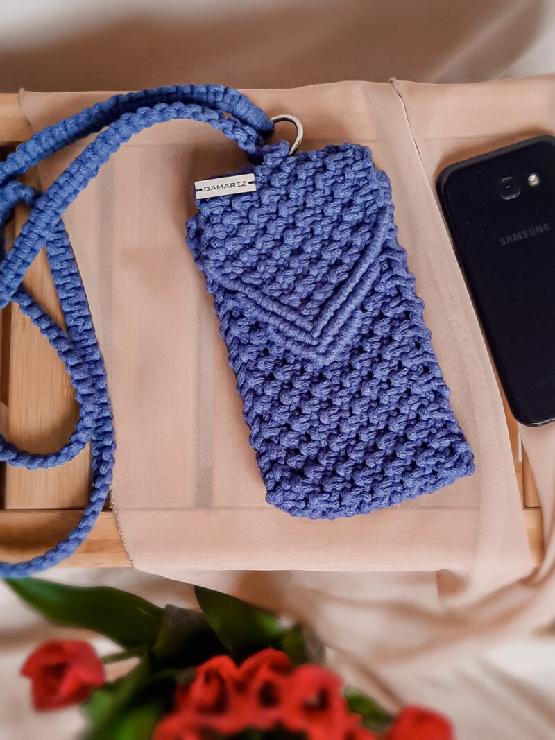 torebka - case na telefon do noszenia na szyi, przez ramię, na długim pasku, niebieska, petrol