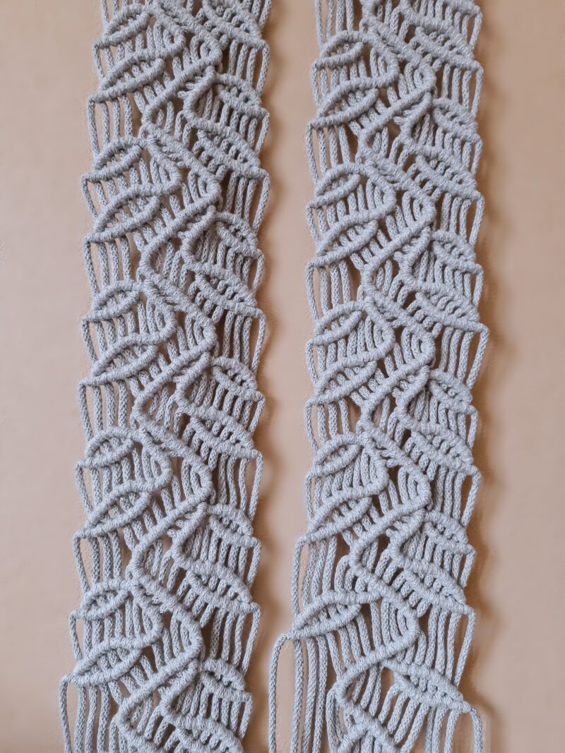 makrama drzewna w stylu boho, dekoracja do salonu, do sypialni, szara