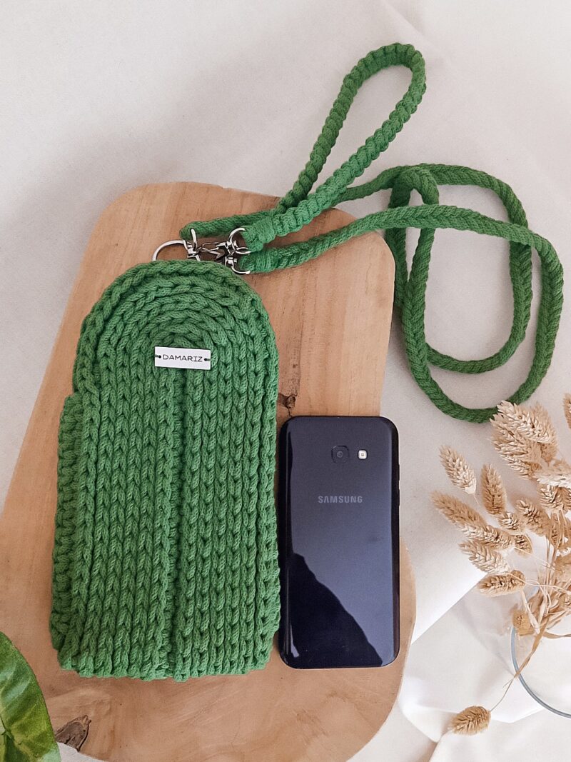 torebka na telefon, case na samsung, na iphona, na długim pasku, zielony