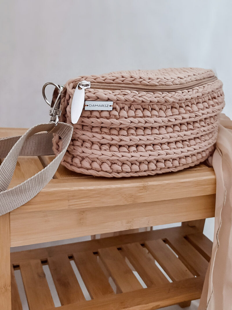 torebka nerka damska, saszetka biodrowa, beżowa