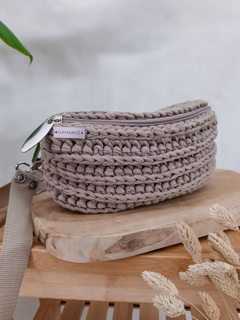 torebka nerka damska, saszetka biodrowa beżowa, kakaowa