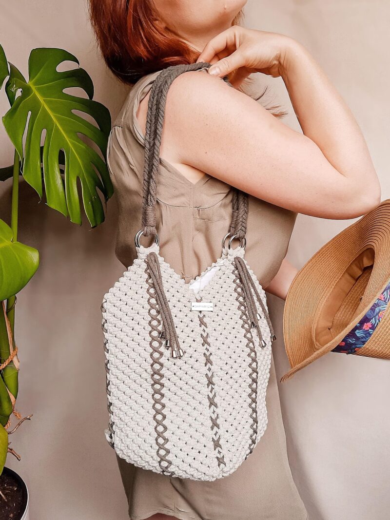 torebka damska na ramię tulipan, shopperka, khaki