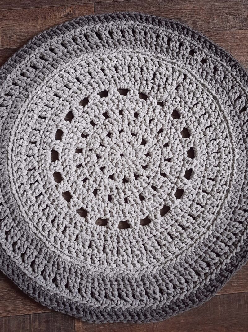 okrągły szary dywan ze sznurka w stylu skandynawskim, dywan do prania