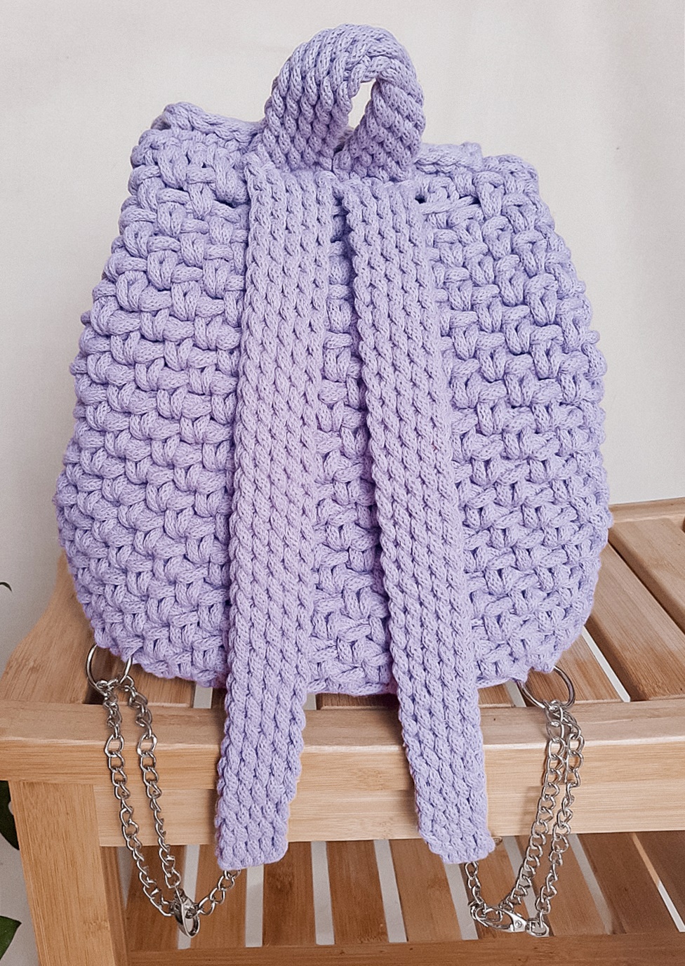 plecak damski lawendowy, plecak na lato ze sznurka, plecak z klapką