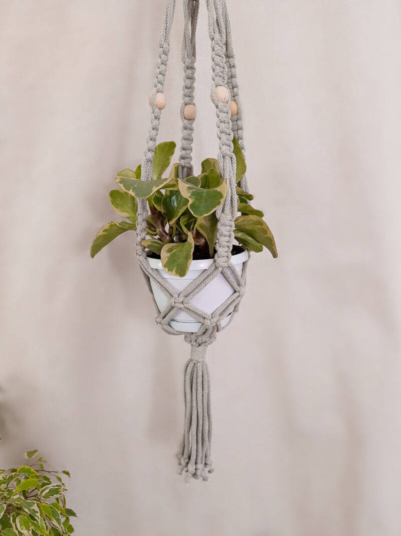 kwietniki plecione ze sznurka, wiszący kwietnik zielony, oliwkowy makrama kwietnik