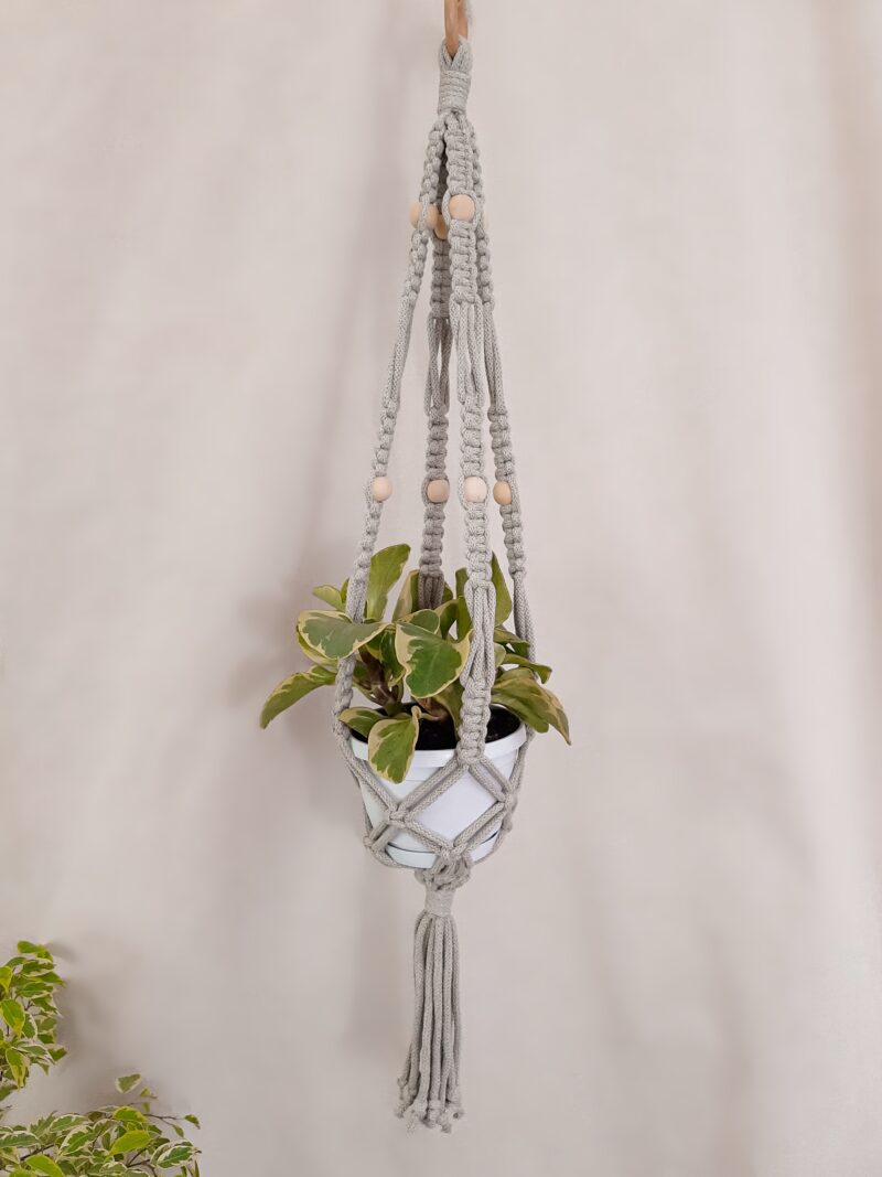 kwietniki plecione ze sznurka, wiszący kwietnik zielony, oliwkowy makrama kwietnik ze sznurka