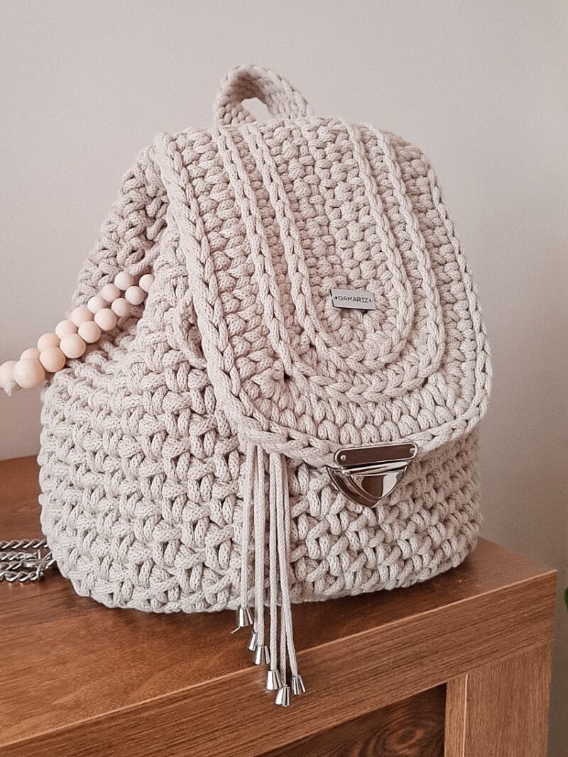 beżowy plecak ze sznurka, plecak damski pleciony, jasny plecak beżowy plecak ze sznurka, plecak damski pleciony, jasny plecak
