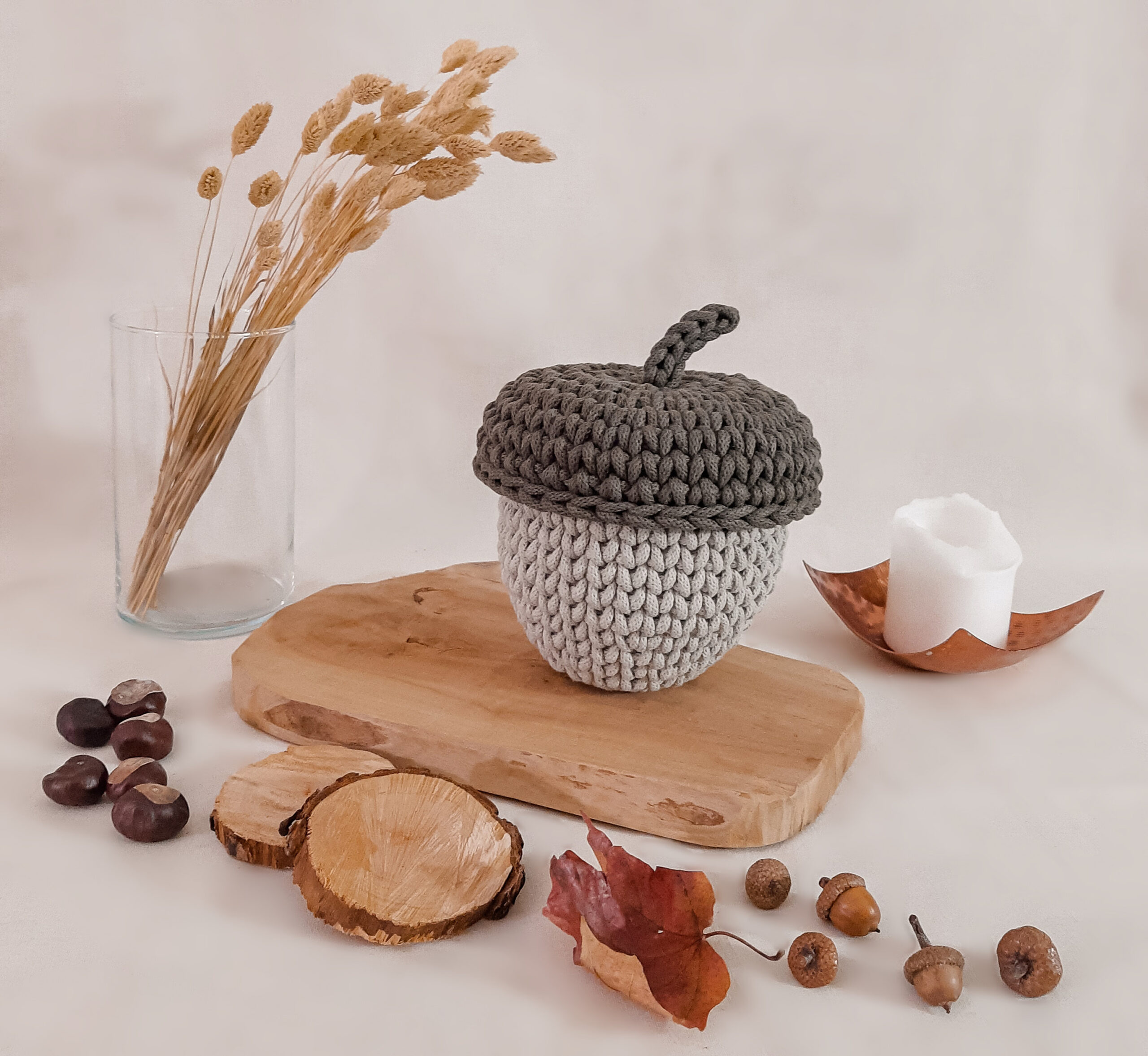 żołądź zielony dekoracja jesienna, pudełko do pokoju dziecka, puzderko z wieczkiem