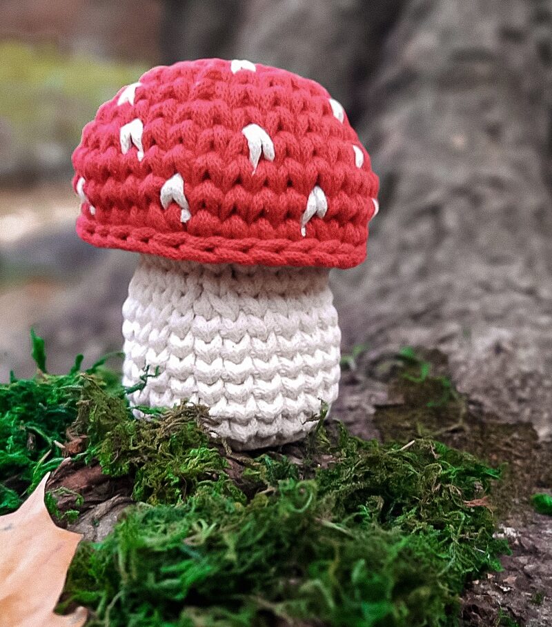 koszyk ze sznurka grzybek, dekoracja jesienna, koszyk do pokoju dziecięcego z wieczkiem, grzybek z czerwonym kapeluszem, dekoracja dla jesieniary, muchomor dekoracja