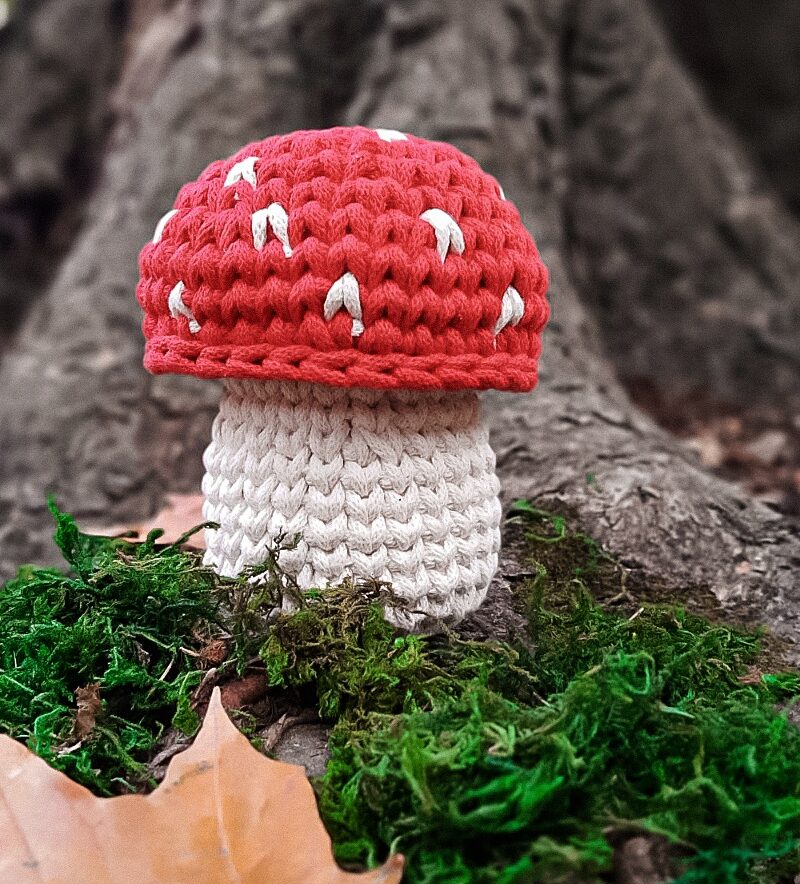 koszyk ze sznurka grzybek, dekoracja jesienna, koszyk do pokoju dziecięcego z wieczkiem, grzybek z czerwonym kapeluszem, dekoracja dla jesieniary, muchomor dekoracja