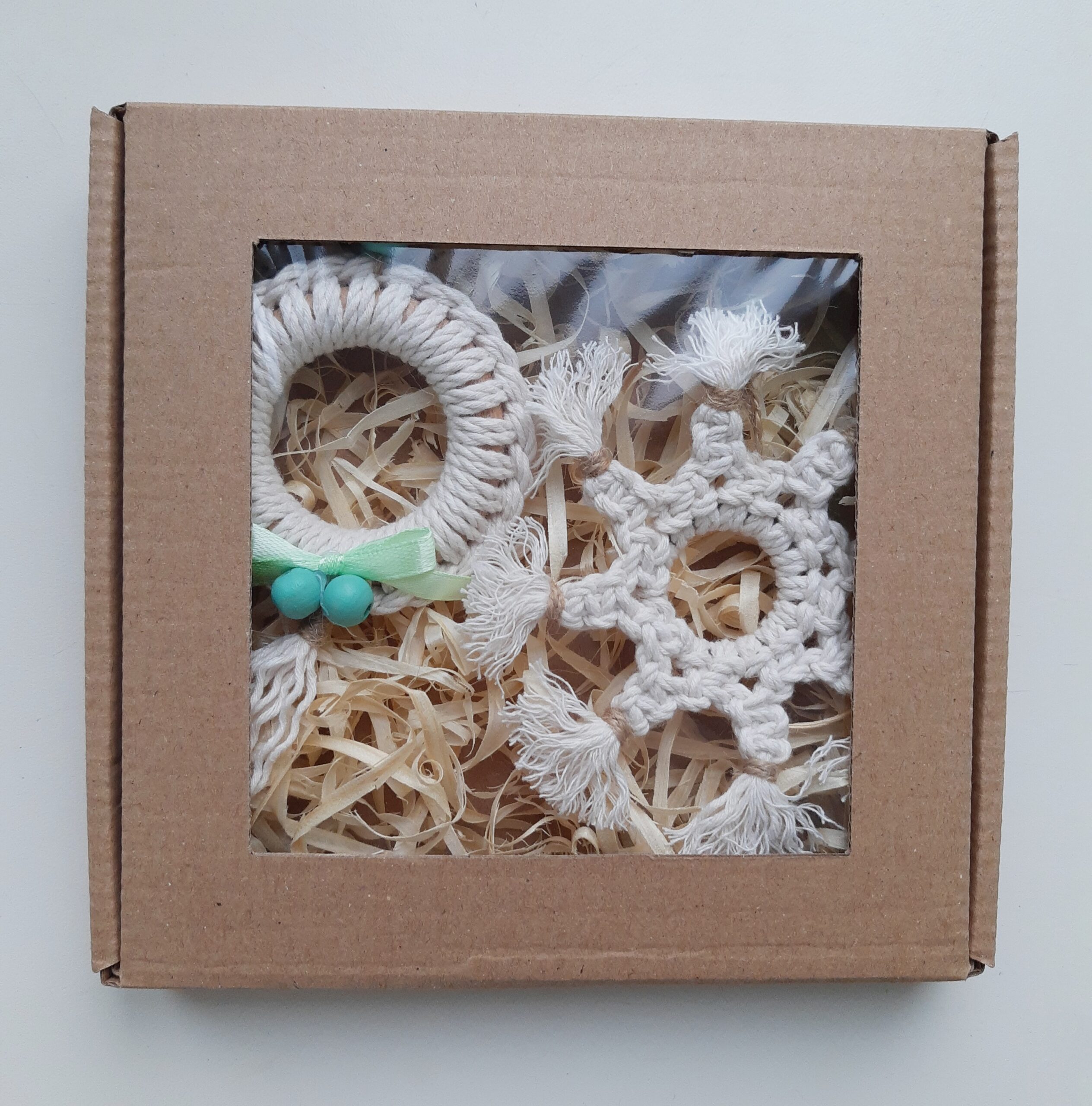 Zestaw ozdób świątecznych 2 szt. - rozetka + śnieżynka - miętowy - obrazek 5