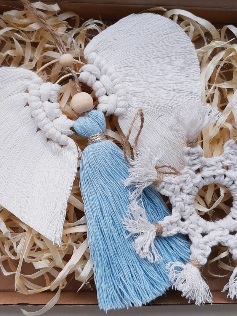 Zestaw ozdób świątecznych 2 szt. - aniołek+ śnieżynka - błękitny