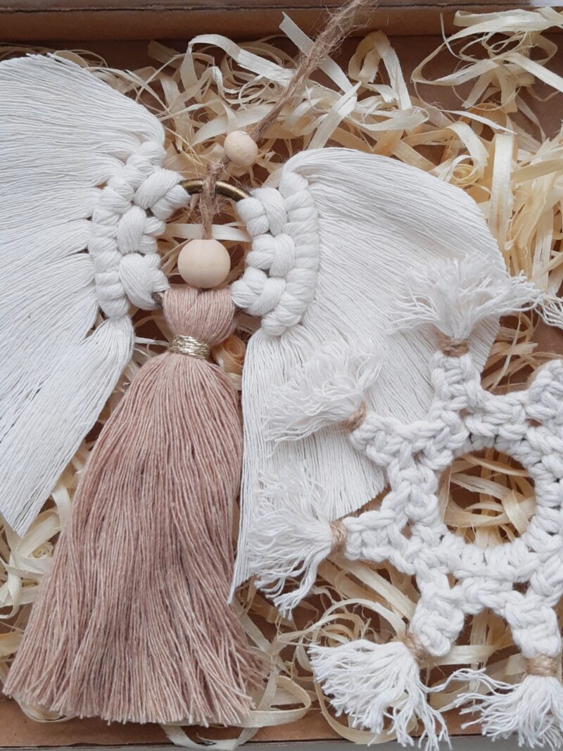 Zestaw ozdób świątecznych 2 szt. - aniołek+ śnieżynka - złoty