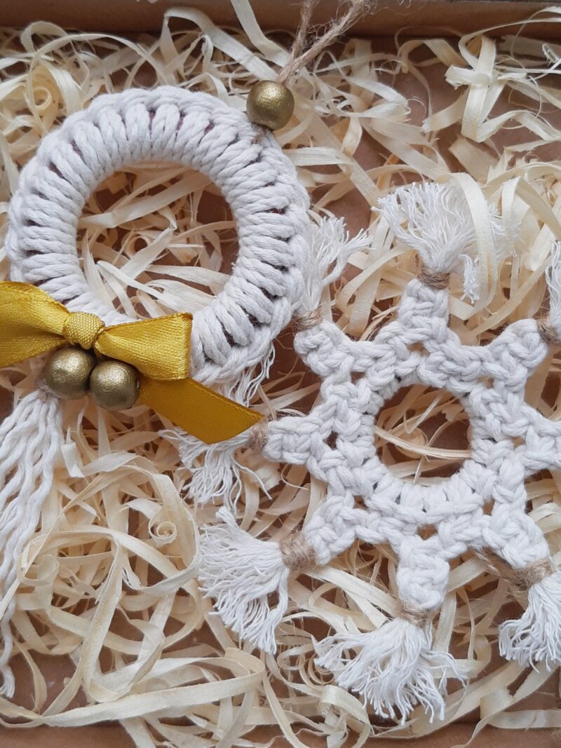 Zestaw ozdób świątecznych 2 szt. - rozetka + śnieżynka - złoty