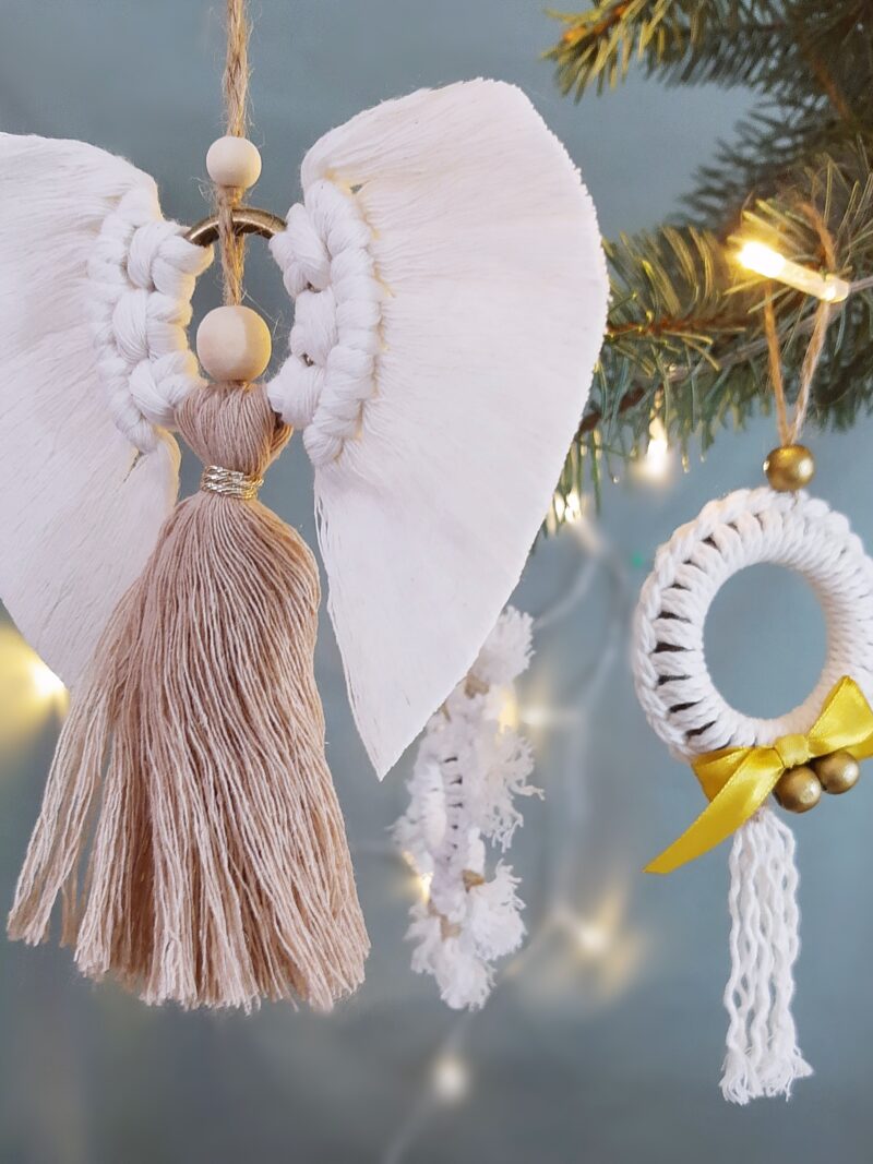 Zestaw ozdób świątecznych 2 szt. - aniołek+ rozetka - złoty