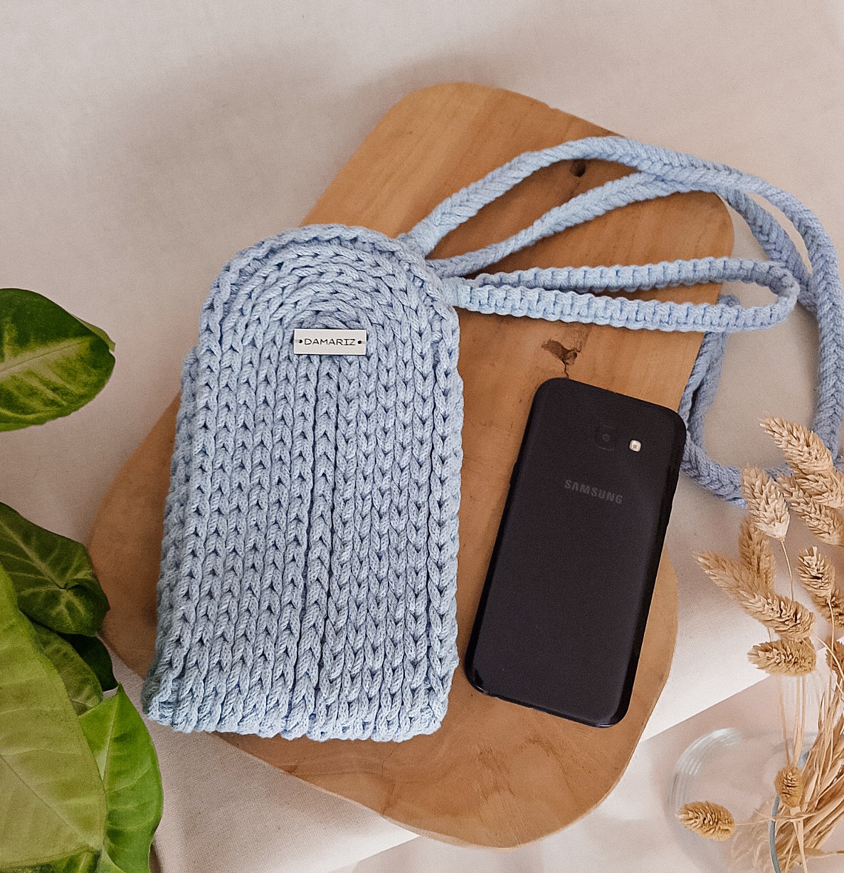 torebka na telefon szaro-błękitna, torebka case na telefon, saszetka, podręczna torebka, pomysł na prezent, damska torebeczka