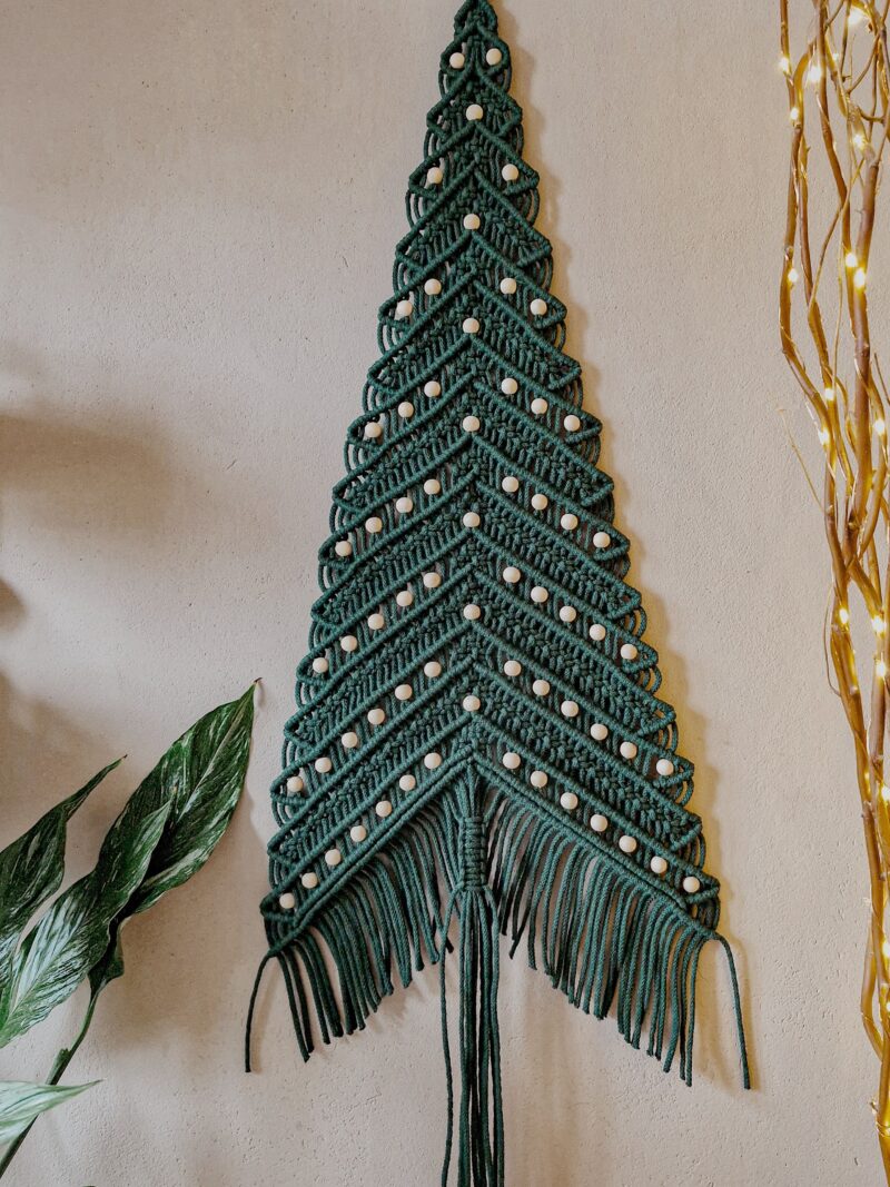 choinka na ścianę, zielona, makrama na ścianę choinka na święta choinka na ścianę, zielona, makrama na ścianę choinka na święta, makrama na święta, dekoracje świąteczne na ścianę