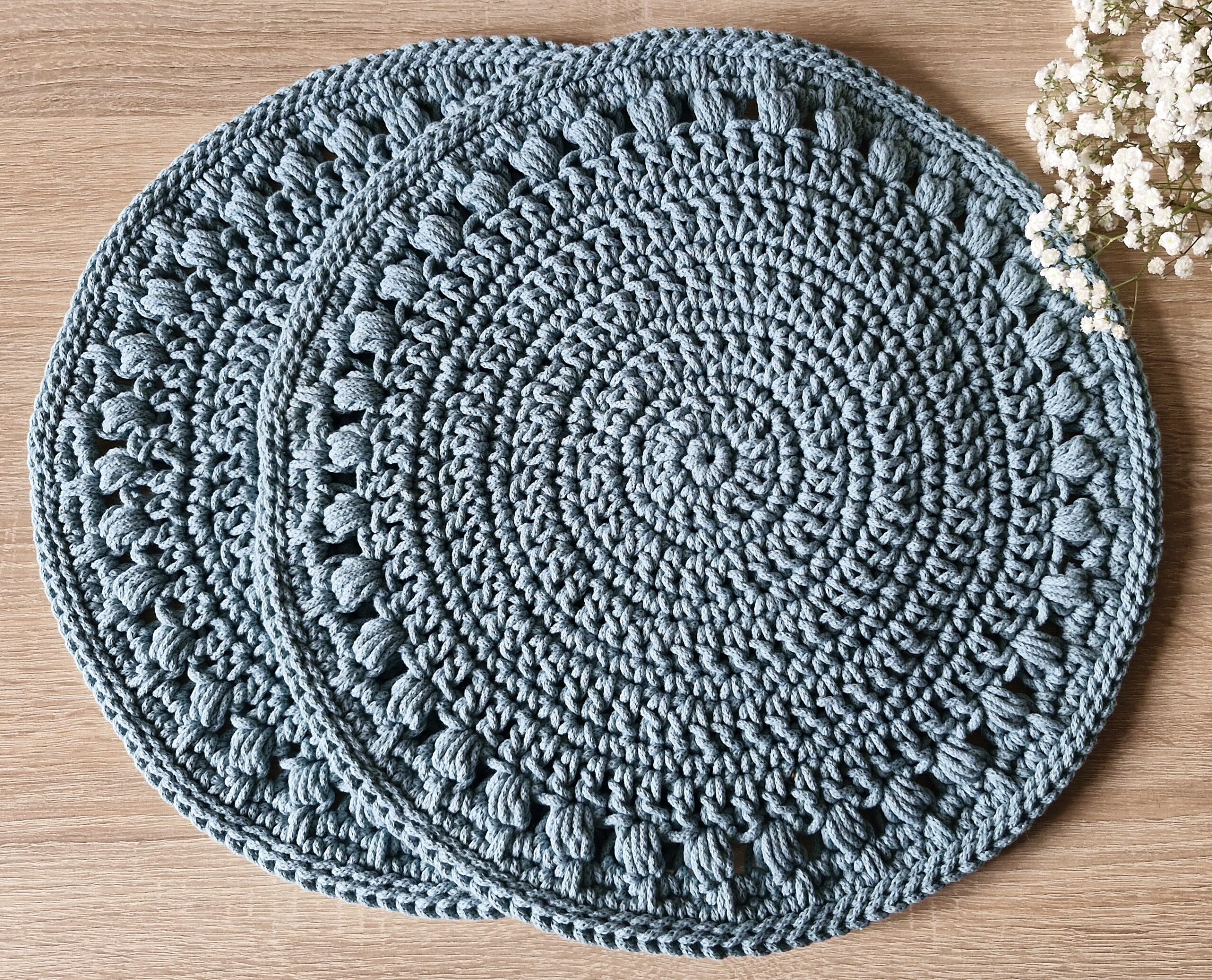 Zestaw podkładek pod talerze 2 szt. - brudny błękit - od ręki - obrazek 3