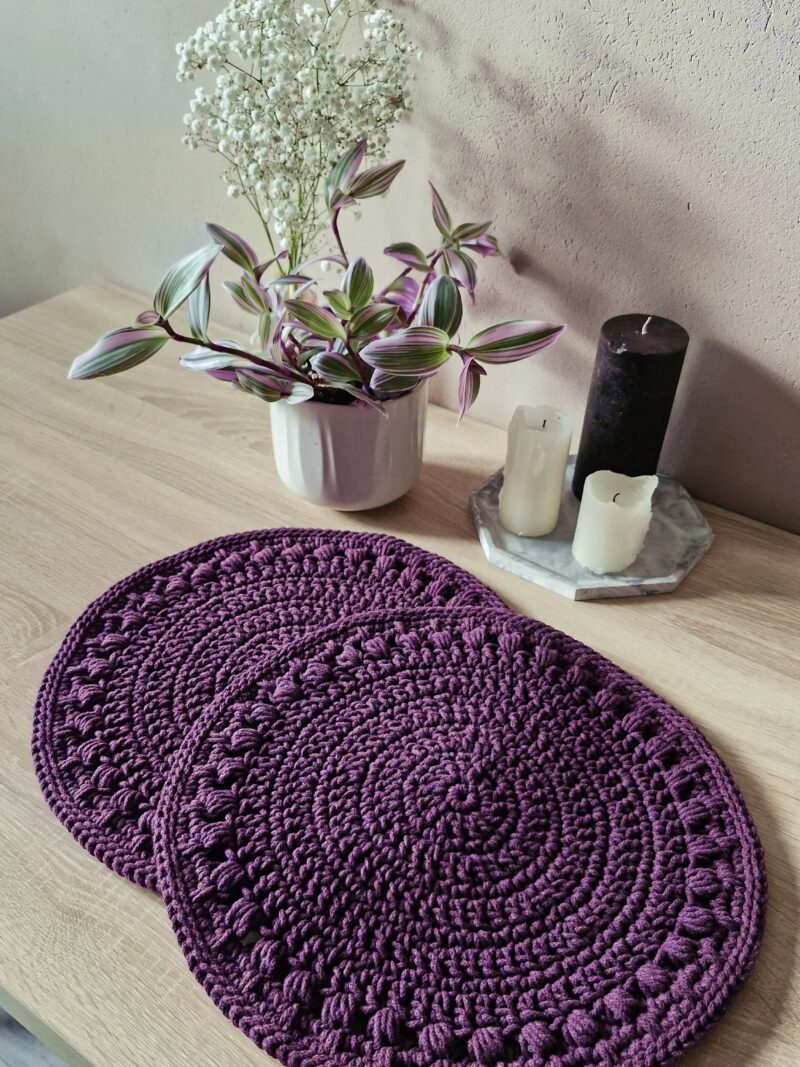 zestaw podkładek na stół pod talerze, ciemno-fioletowe, burgundowe podkładki na stół, dodatki do jadalni jeżynowe, śliwkowe