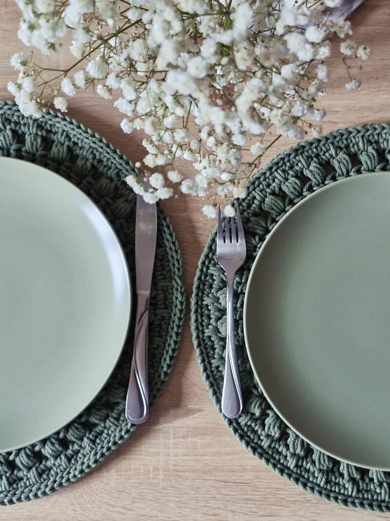 Zestaw podkładek pod talerze 2 szt. - szałwia - od ręki