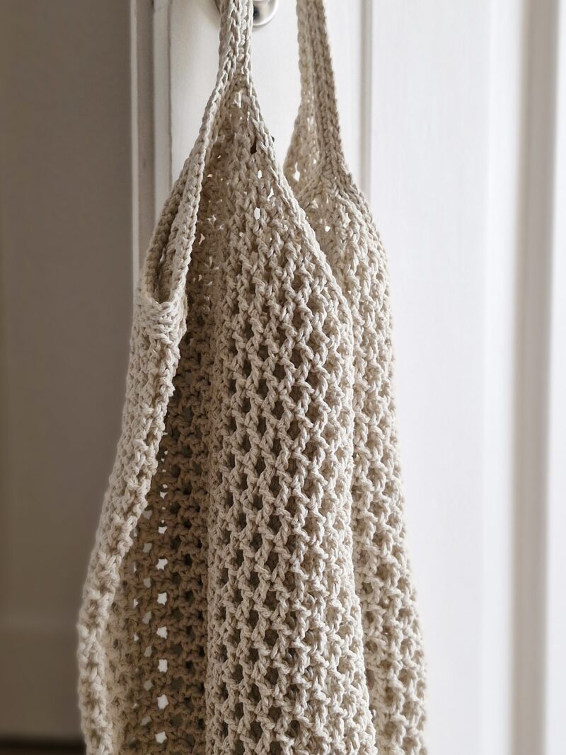 beżowa torba siatka na zakupy i na plażę beżowa torba siatka na zakupy i na plażę, ekologiczna torba na szydełku z bawełny, ręcznie robiona torba shopper
