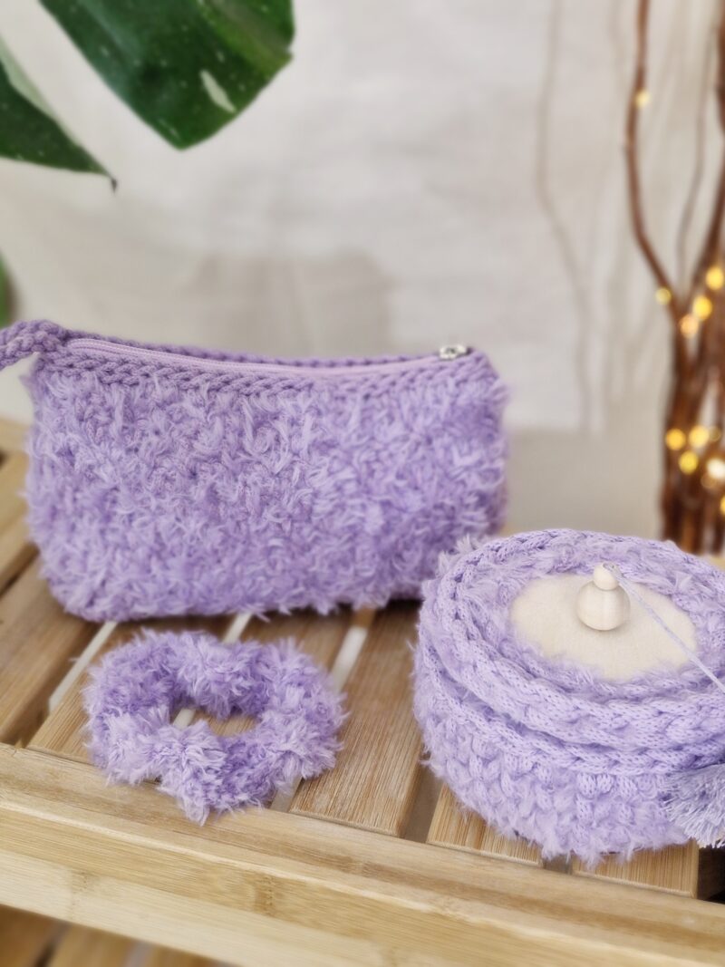 zestaw włochaty futerkowy kosmetyczka , gumka do włosów, szkatułka na drobiazgi, prezent dla dziewczyny, prezent dla niej, fioletowy zestaw prezentowy zestaw włochaty futerkowy kosmetyczka , gumka do włosów, szkatułka na drobiazgi, prezent dla dziewczyny, prezent dla niej, fioletowy zestaw prezentowy