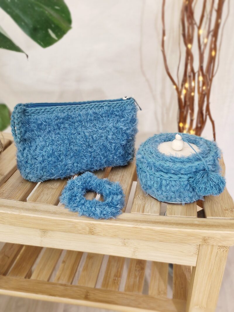 Zestaw prezentowy - kosmetyczka, gumka i szkatułka - morski